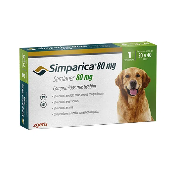 Comprimido Masticable Simparica 80mg de 20 a 40 Kg (pipeta)