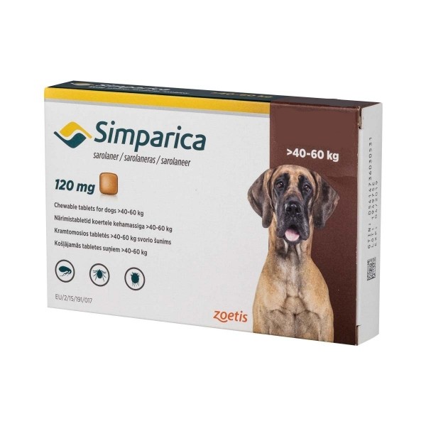 Comprimido Masticable Simparica 120mg de 40 a 60 Kg 