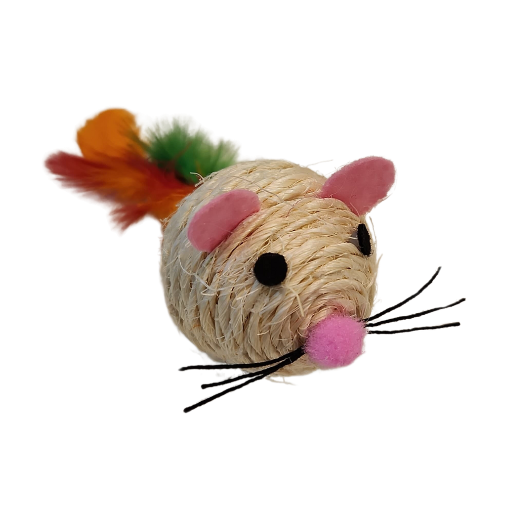 Pelota de hilo sisal con pluma