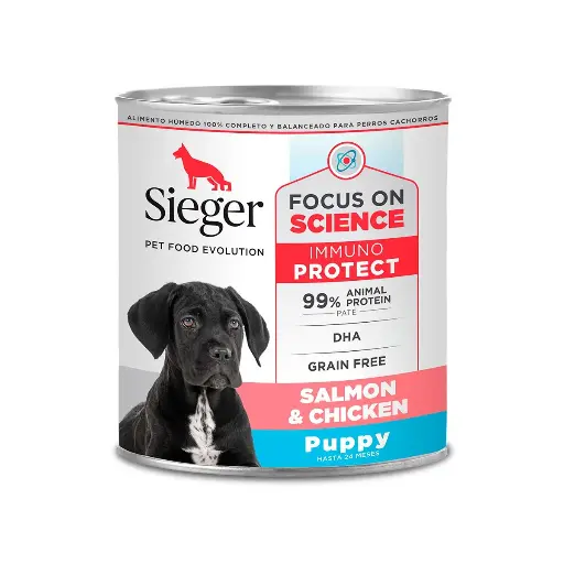 [2150] Sieger Lata Perro Puppy Salmon y Pollo 340 g 
