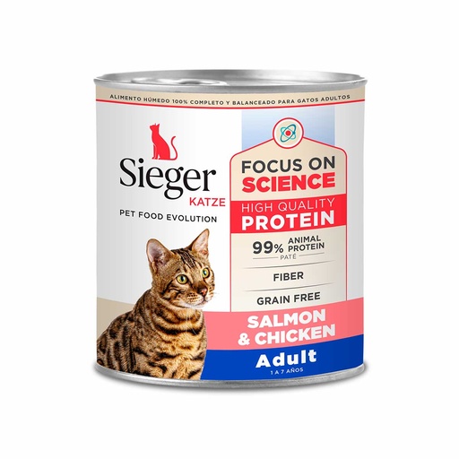 [2144] Sieger Lata Gato Adulto Salmon y Pollo 340 g 
