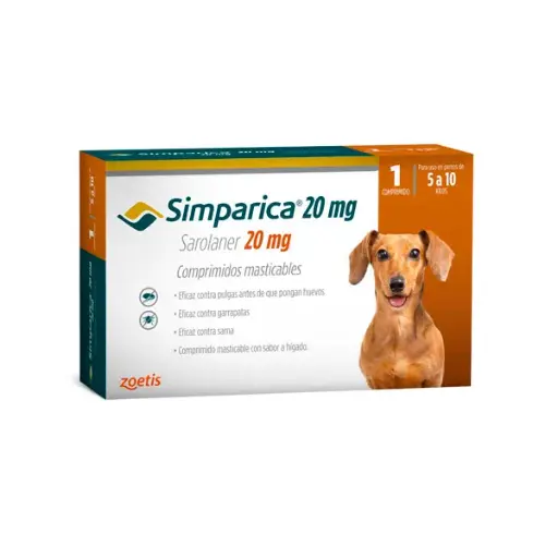 [1220] Comprimido Masticable Simparica 20mg de 5 a 10 Kg (pipeta)