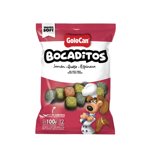 [1115] Bocaditos Jamón Queso y Espinaca Golocan 100 g